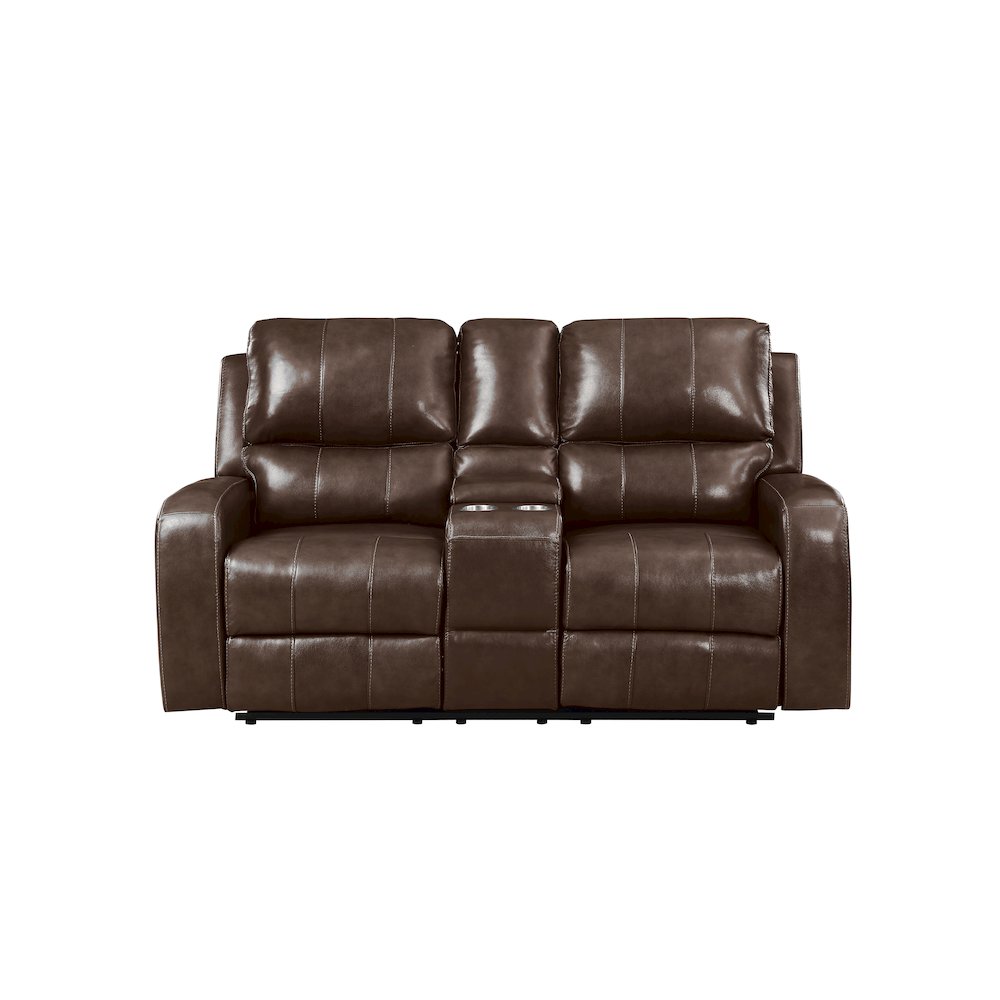 Linton 3-Piece Leather Manual Living Room Set, Brown
