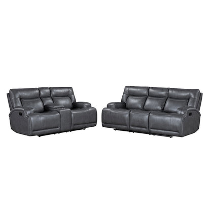 Titan 2-Piece Faux Leather Manual Living Room Set, Gray