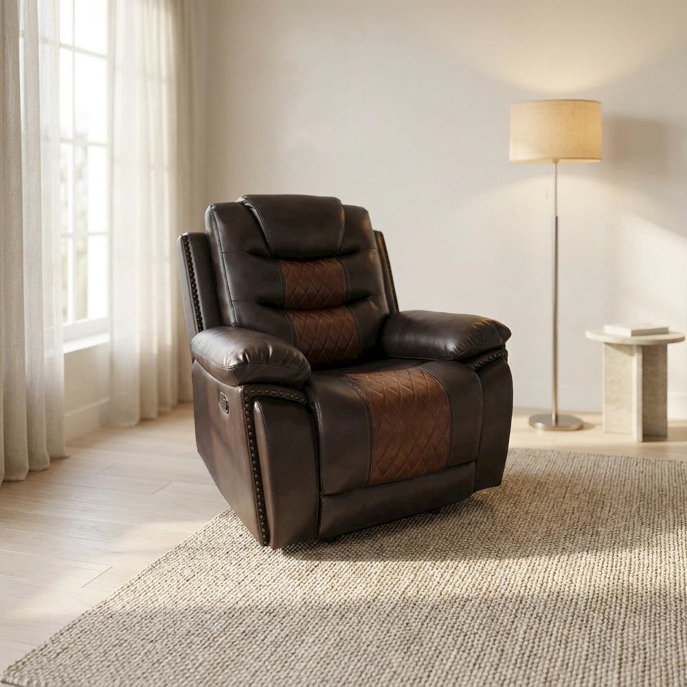 Upholstered Glider Recliner Chair with Black Legs for Nursery, Brown