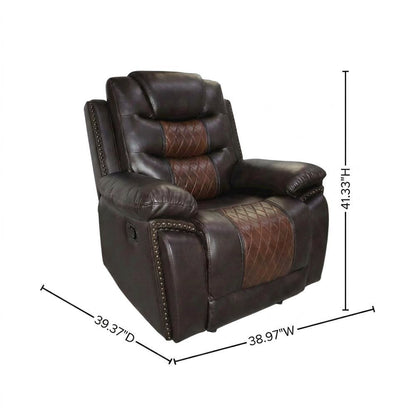 Upholstered Glider Recliner Chair with Black Legs for Nursery, Brown