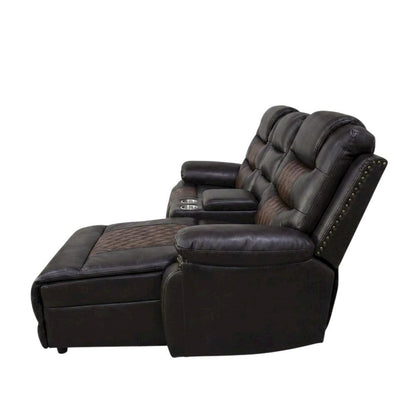 Upholstered Console Loveseat with Power Reclining for Living Room, Brown