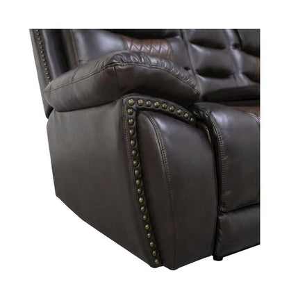 Upholstered Console Loveseat with Power Reclining for Living Room, Brown