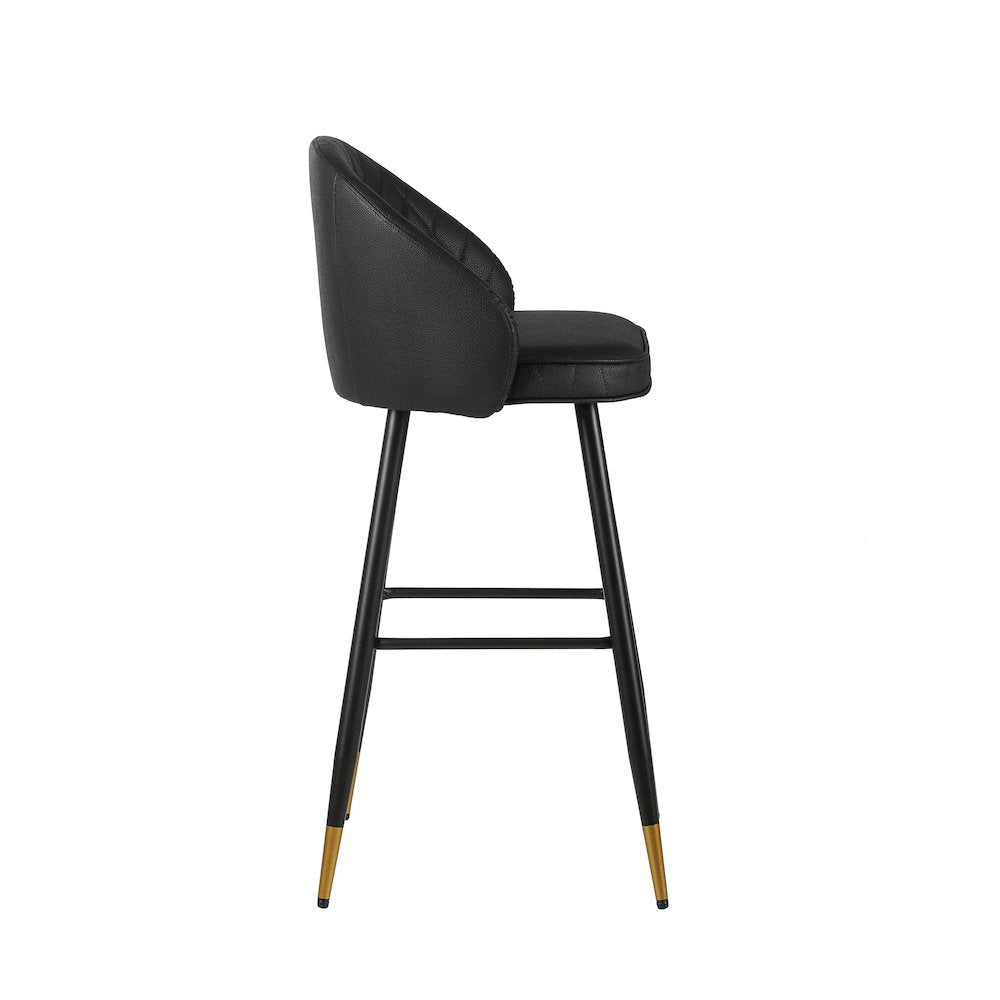 New Classic Furniture Oliver Vegan Leather Bar Chair in Black (Set of 4)