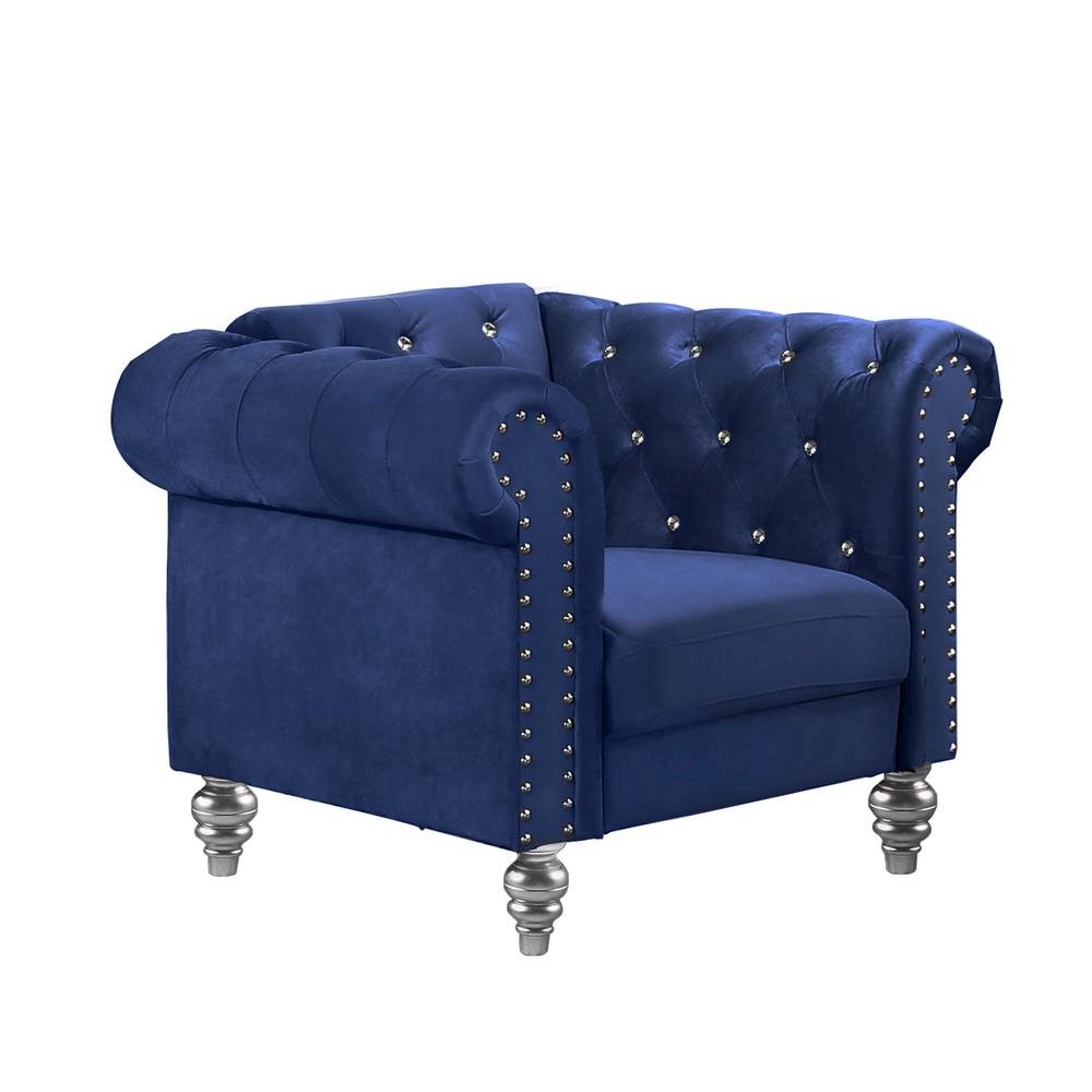 Royal Blue Velvet Comfy Chair for Bedroom and Living Room Armchair Use