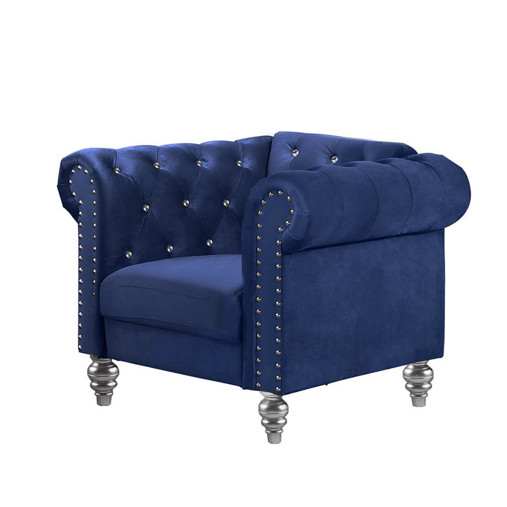 Royal Blue Velvet Comfy Chair for Bedroom and Living Room Armchair Use