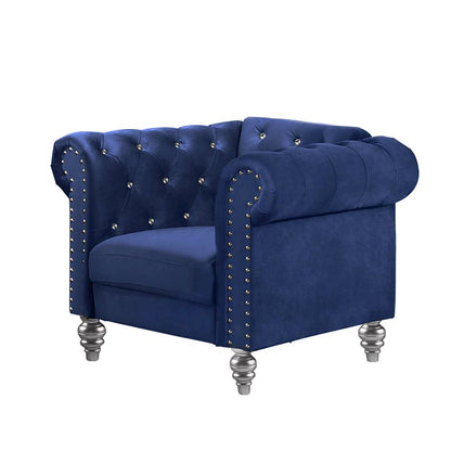 Royal Blue Velvet Comfy Chair for Bedroom and Living Room Armchair Use
