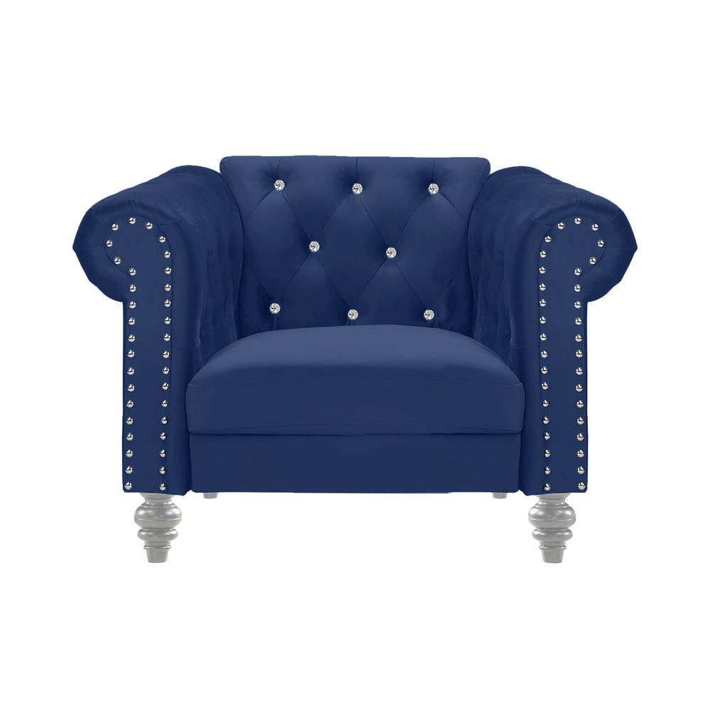 Royal Blue Velvet Comfy Chair for Bedroom and Living Room Armchair Use