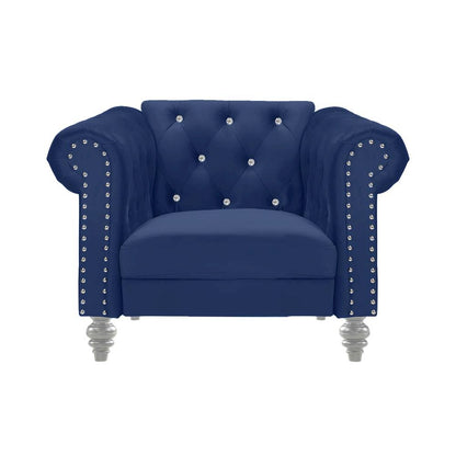 Royal Blue Velvet Comfy Chair for Bedroom and Living Room Armchair Use