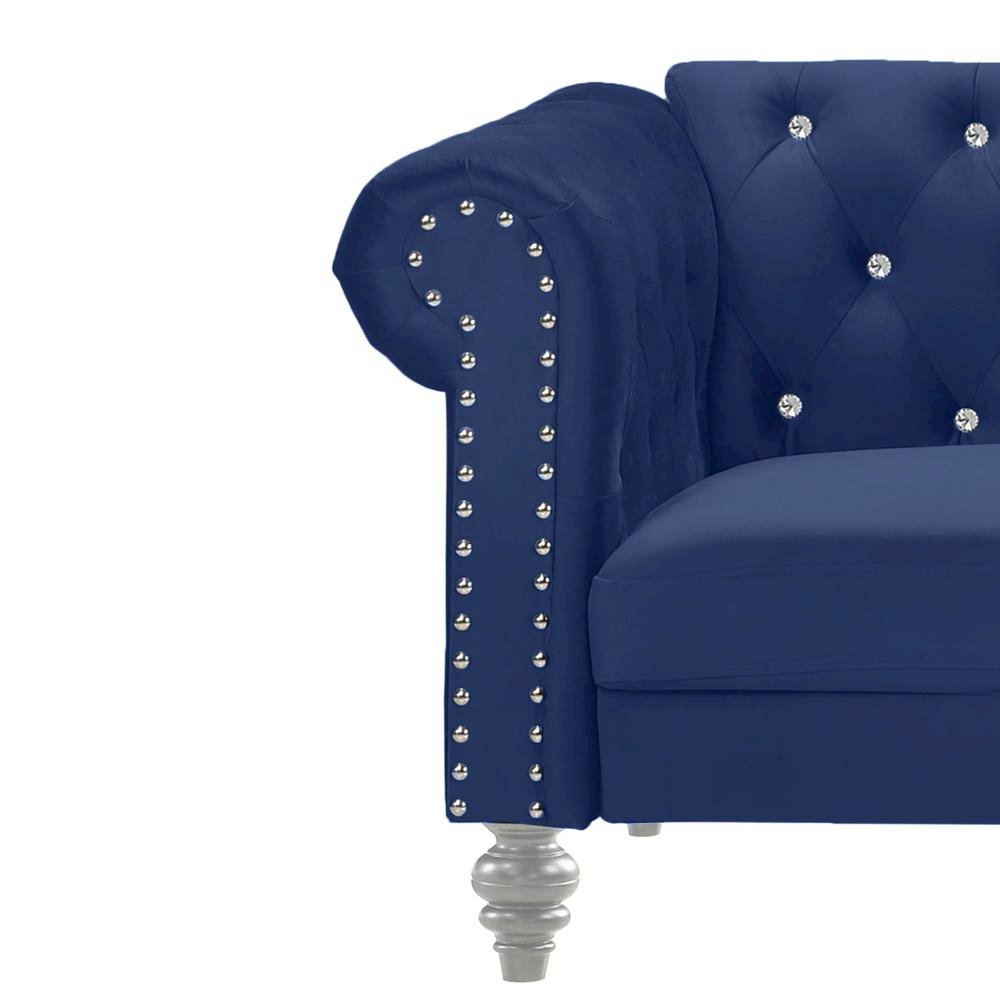 Royal Blue Velvet Comfy Chair for Bedroom and Living Room Armchair Use