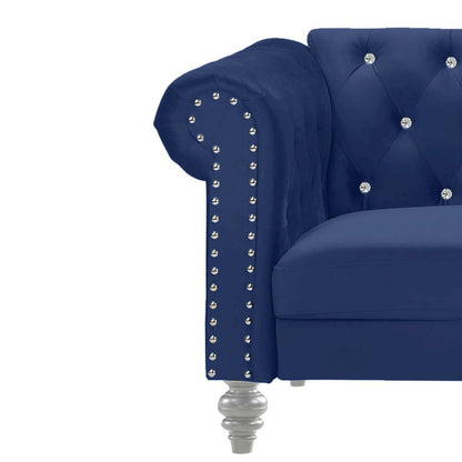 Royal Blue Velvet Comfy Chair for Bedroom and Living Room Armchair Use