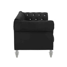 Black Velvet Sofa with Rolled Arms – Elegant Velvet Couch for Living Room