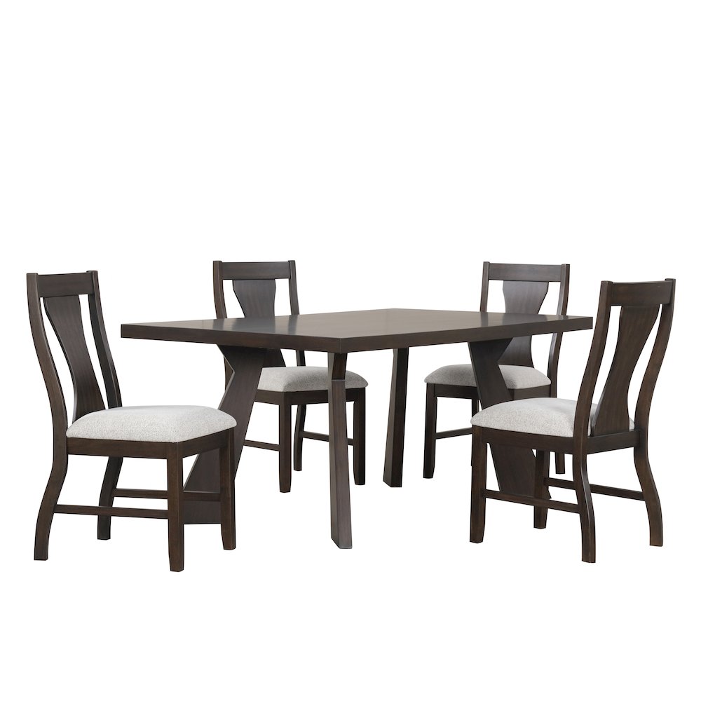 Chestnut Ridge 5-Piece Wood Dining Table Set in Brown