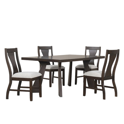 Chestnut Ridge 5-Piece Wood Dining Table Set in Brown
