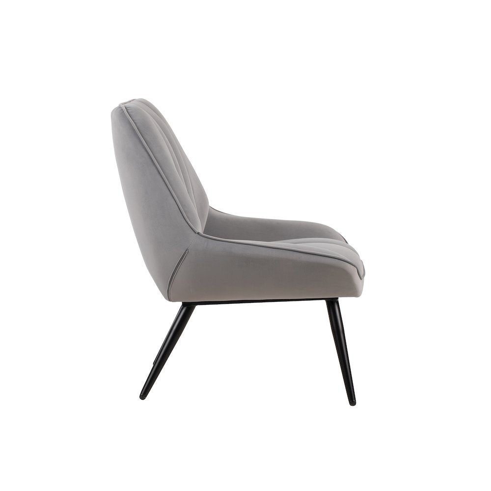 New Classic Furniture Astrid Velvet Upholstered Accent Chair in Gray (Set of 2)