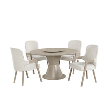 Gwendolyn 5-Pc Wood Round Dining Set w Arm Chairs in Taupe