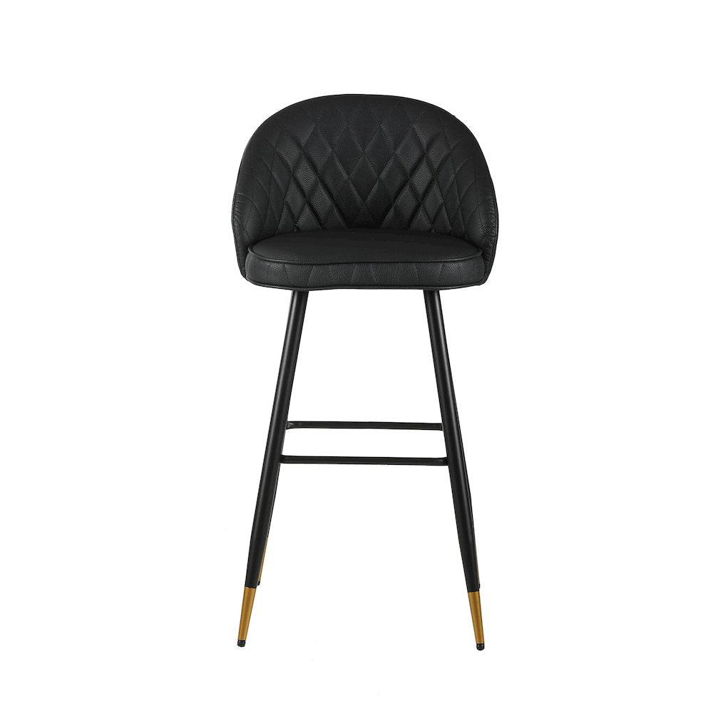 Oliver Vegan Leather Bar Chair in Black (Set of 2)