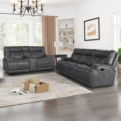 Titan 2-Piece Faux Leather Manual Living Room Set, Gray
