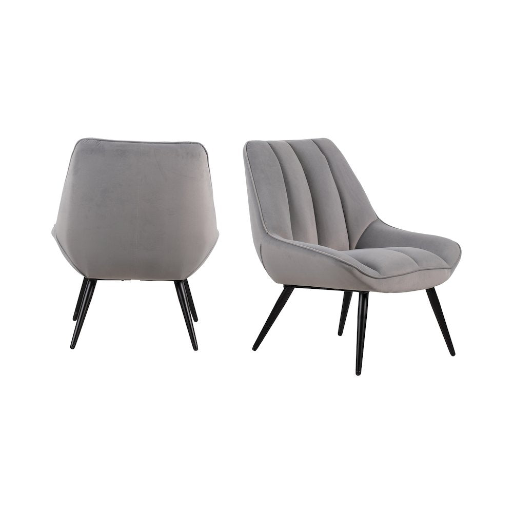 New Classic Furniture Astrid Velvet Upholstered Accent Chair in Gray (Set of 2)