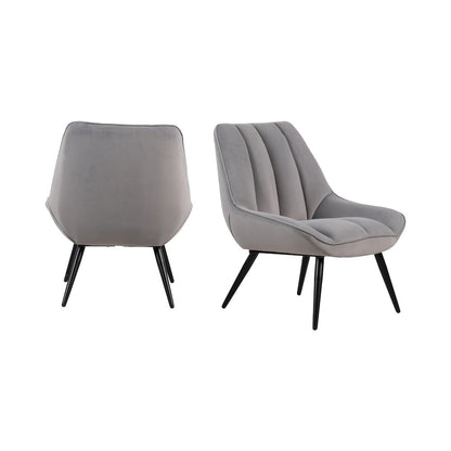 New Classic Furniture Astrid Velvet Upholstered Accent Chair in Gray (Set of 2)