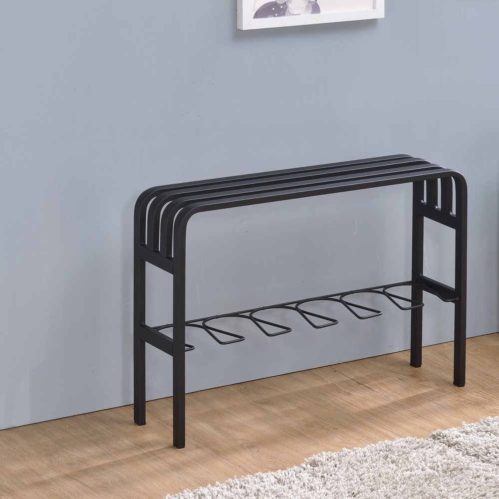 Horizon Entryway Bench with Black Powder Coating on Sandblast Metal Tube