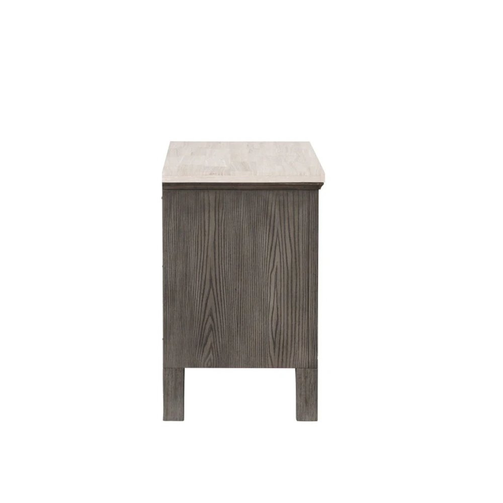 Lisbon Marble Top Nightstand-Gray