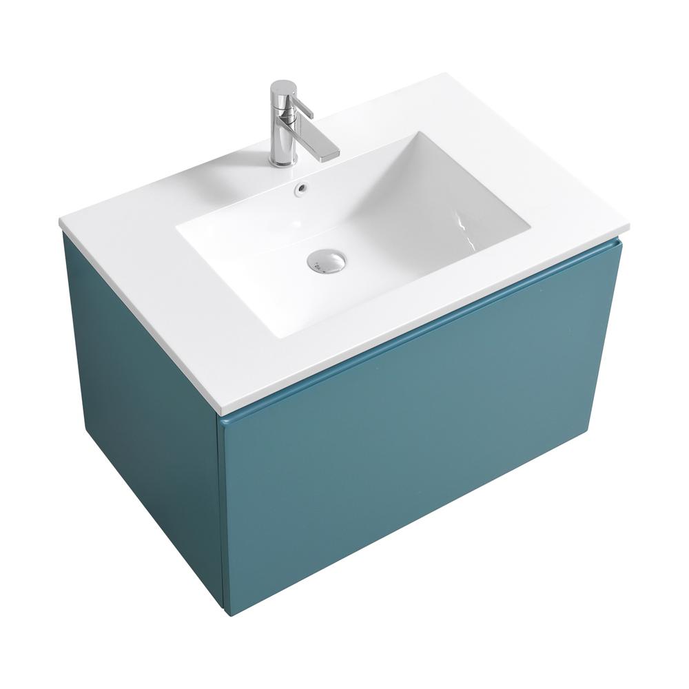 Balli 32'' Wall Mount Modern Bathroom Vanity in Teal Green Finish