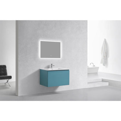 Balli 32'' Wall Mount Modern Bathroom Vanity in Teal Green Finish