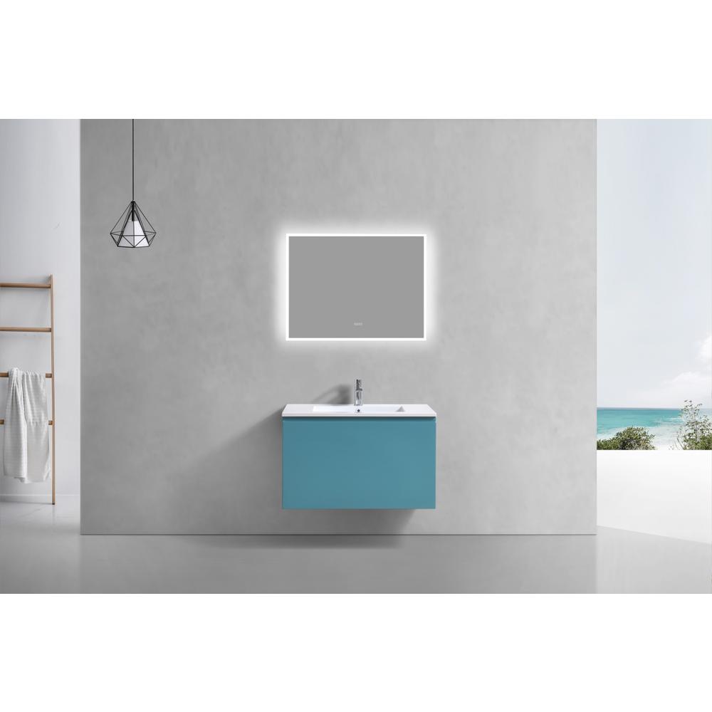 Balli 32'' Wall Mount Modern Bathroom Vanity in Teal Green Finish