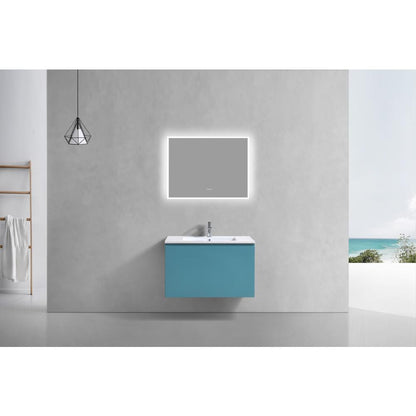 Balli 32'' Wall Mount Modern Bathroom Vanity in Teal Green Finish
