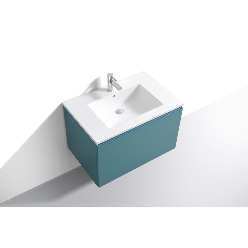 Balli 32'' Wall Mount Modern Bathroom Vanity in Teal Green Finish