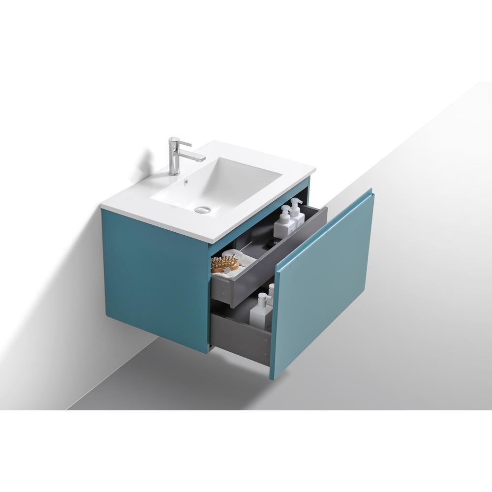 Balli 32'' Wall Mount Modern Bathroom Vanity in Teal Green Finish