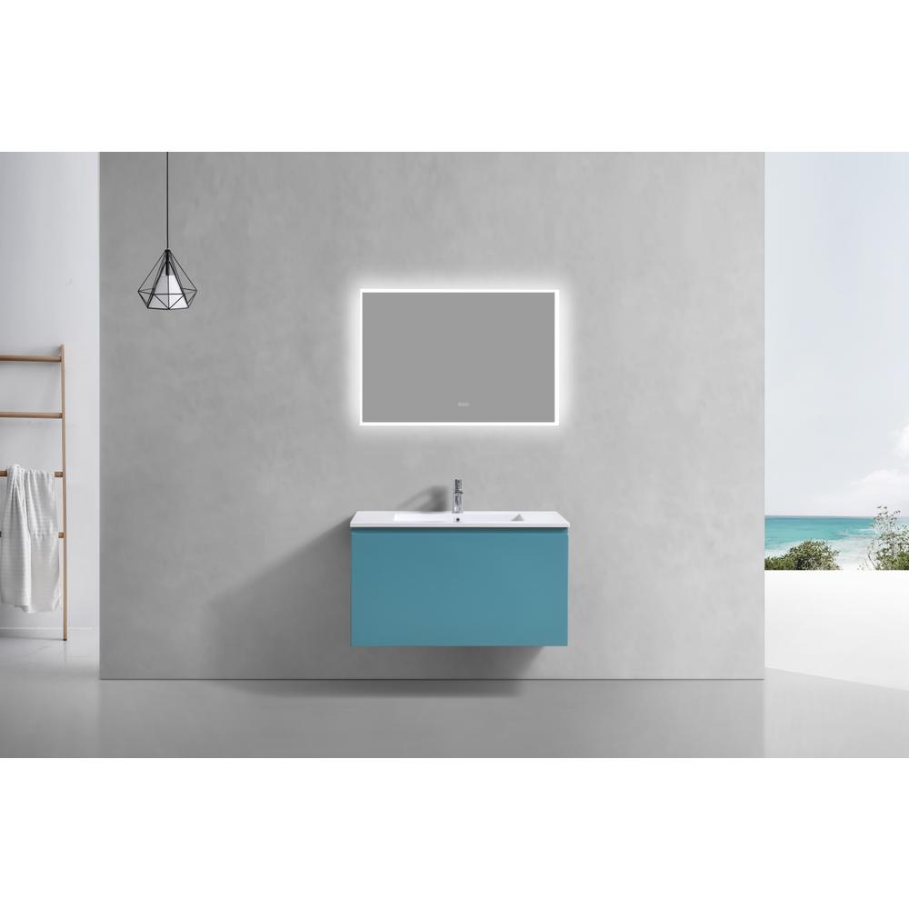Balli 36'' Wall Mount Modern Bathroom Vanity in Teal Green Finish