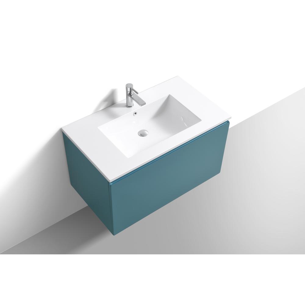 Balli 36'' Wall Mount Modern Bathroom Vanity in Teal Green Finish