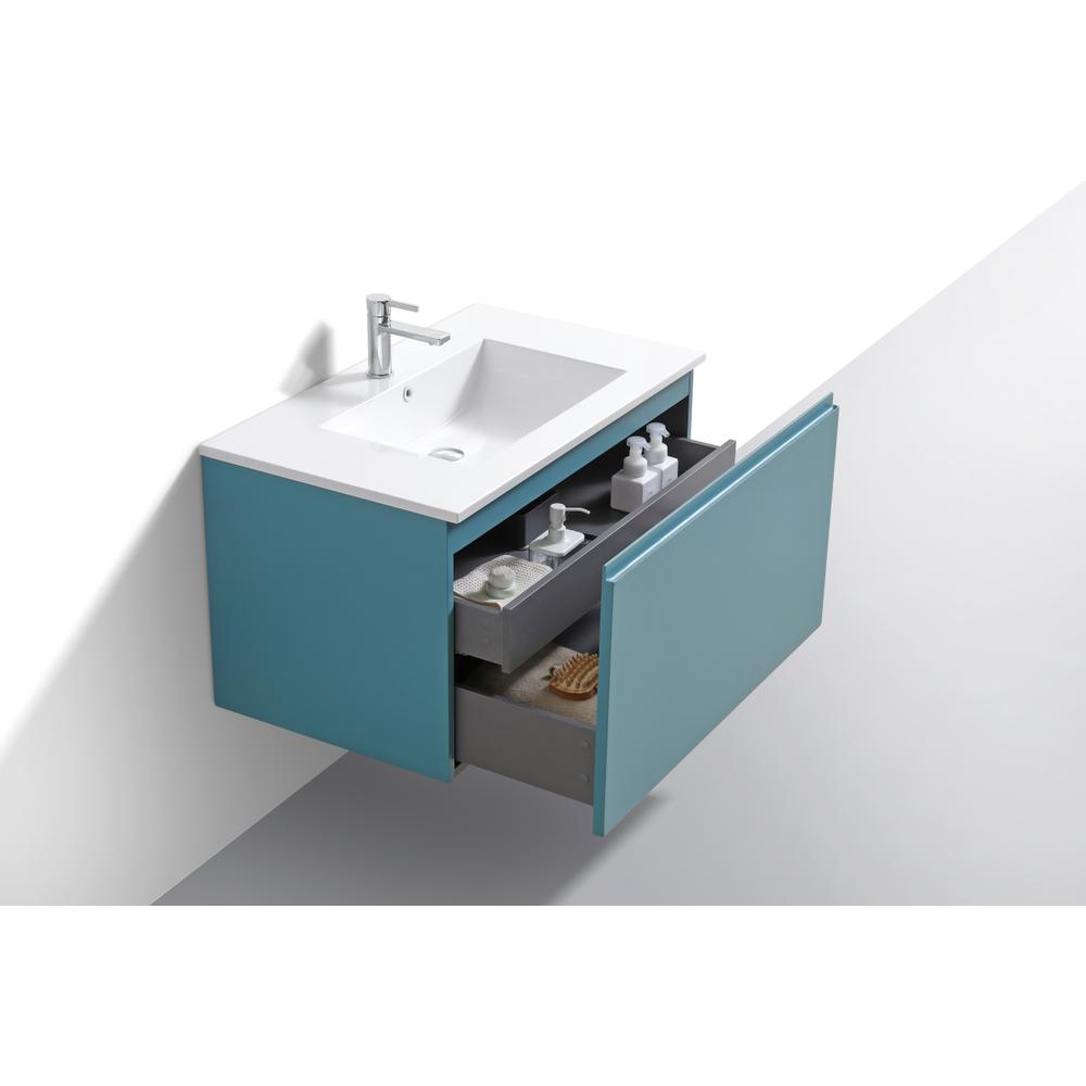 Balli 36'' Wall Mount Modern Bathroom Vanity in Teal Green Finish