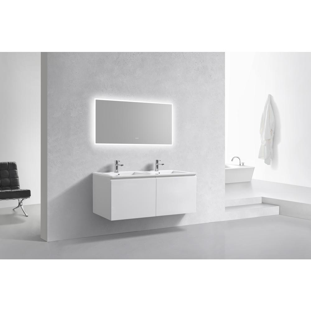Balli 48'' Double SinkWall Mount Modern Bathroom Vanity in Gloss White Finish