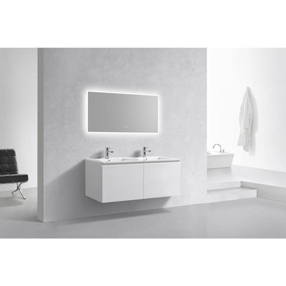 Balli 48'' Double SinkWall Mount Modern Bathroom Vanity in Gloss White Finish