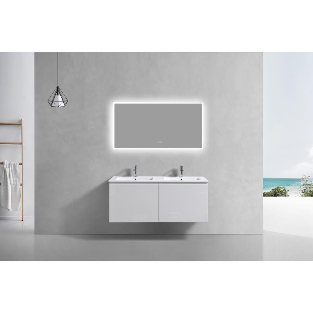 Balli 48'' Double SinkWall Mount Modern Bathroom Vanity in Gloss White Finish