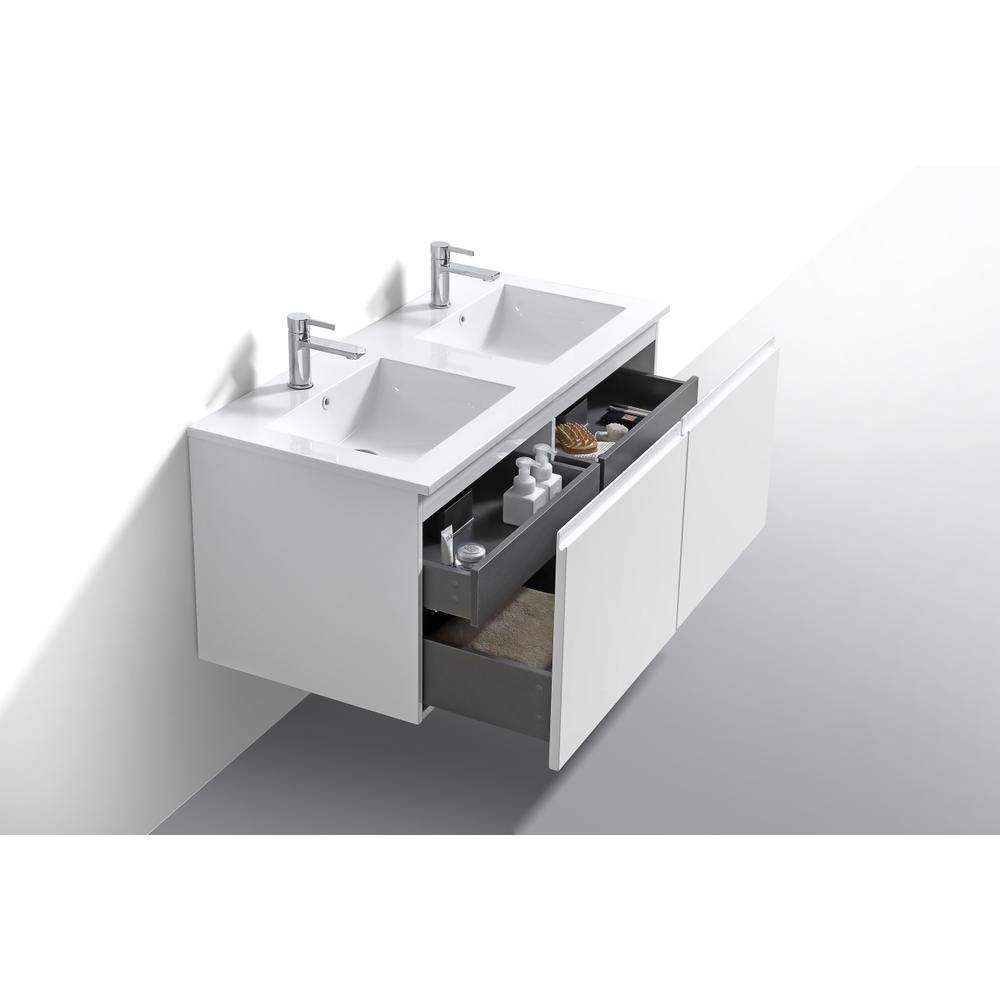 Balli 48'' Double SinkWall Mount Modern Bathroom Vanity in Gloss White Finish