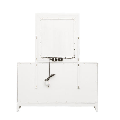Melrose Beveled Dresser Mirror with LED Lights in a White Finish