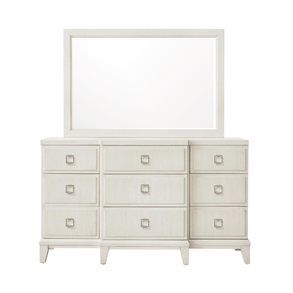 Madison Beveled Dresser Mirror in a Grey-White Wash Finish