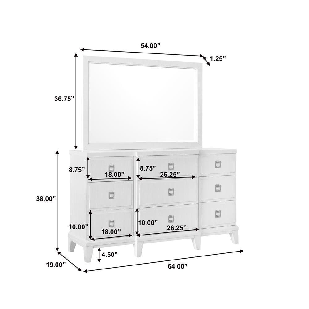 Madison Beveled Dresser Mirror in a Grey-White Wash Finish