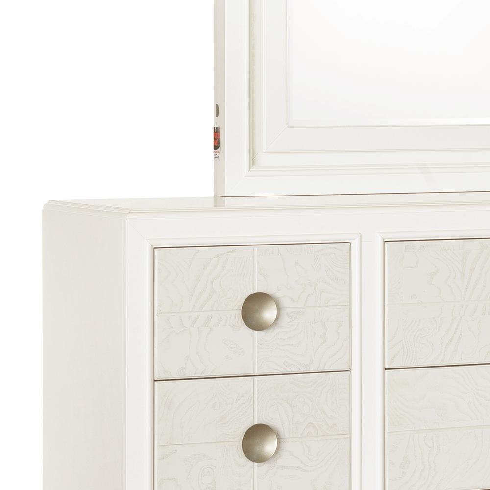 Melrose Beveled Dresser Mirror with LED Lights in a White Finish