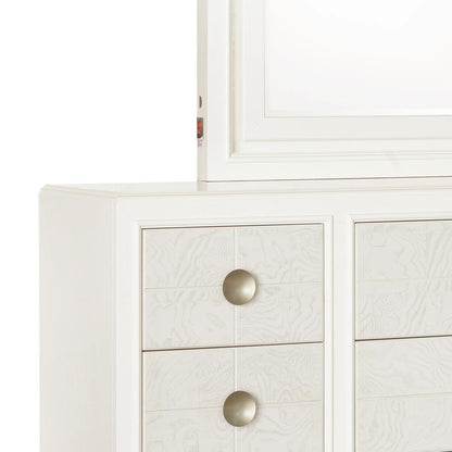 Melrose Beveled Dresser Mirror with LED Lights in a White Finish