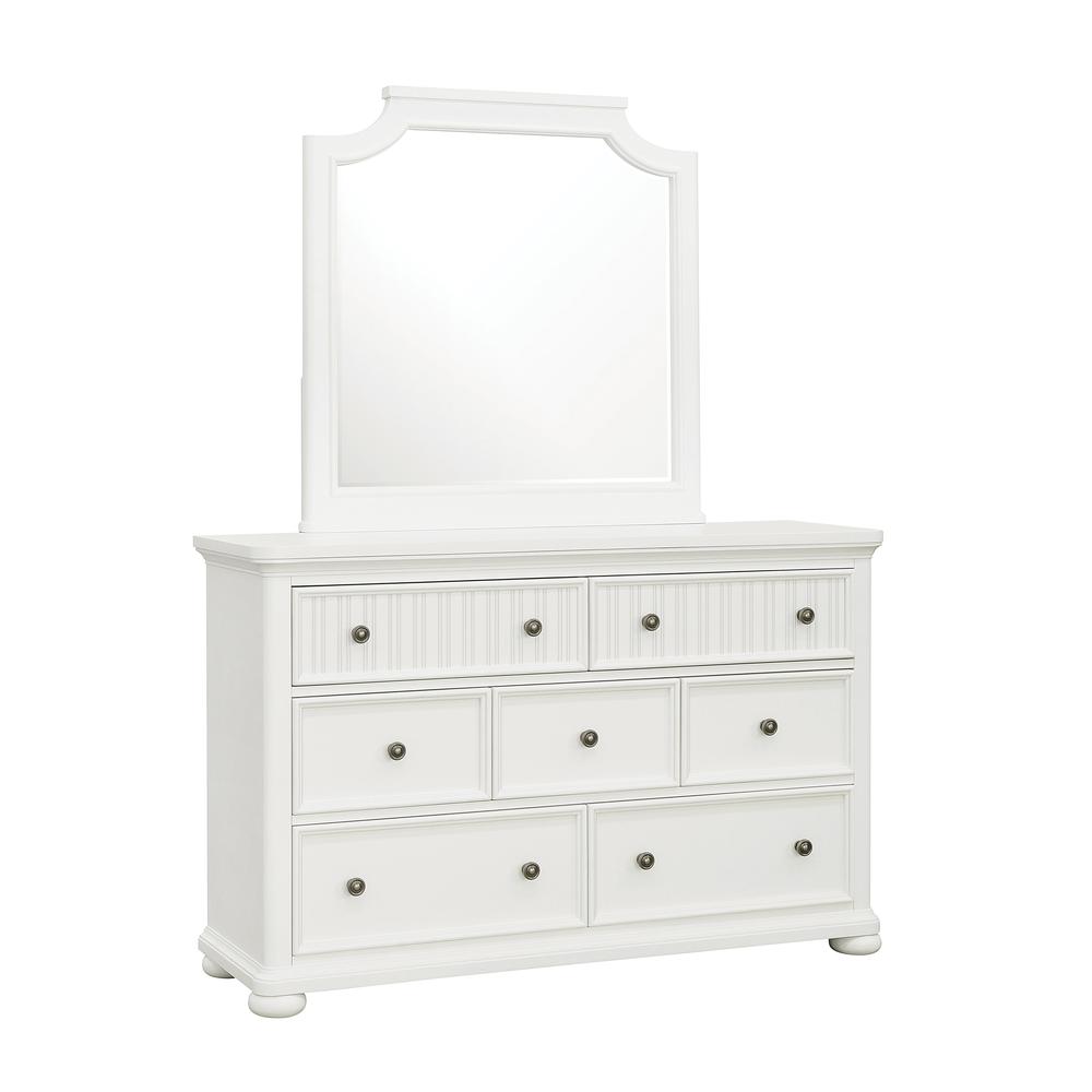 Savannah Beveled Dresser Mirror - White Finish