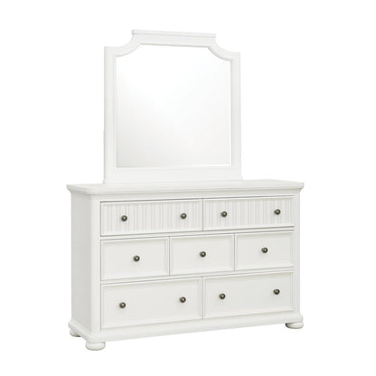 Savannah Beveled Dresser Mirror - White Finish