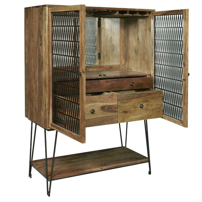 2-Door Bar Cabinet with Storage Drawers