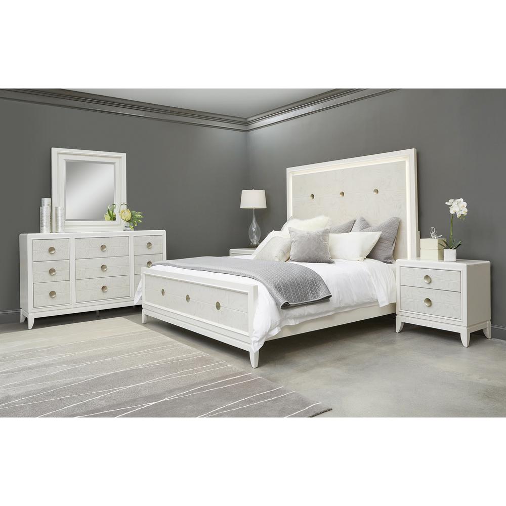 Melrose Beveled Dresser Mirror with LED Lights in a White Finish