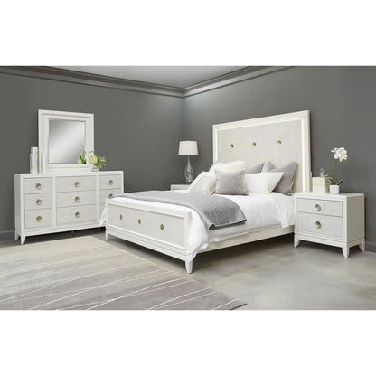 Melrose Beveled Dresser Mirror with LED Lights in a White Finish