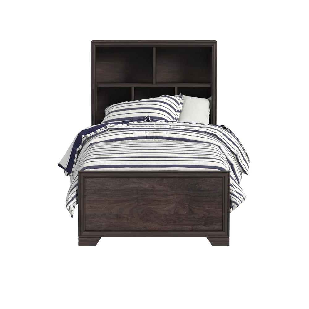 Kids Full Bed Bookcase Headboard in Espresso Brown