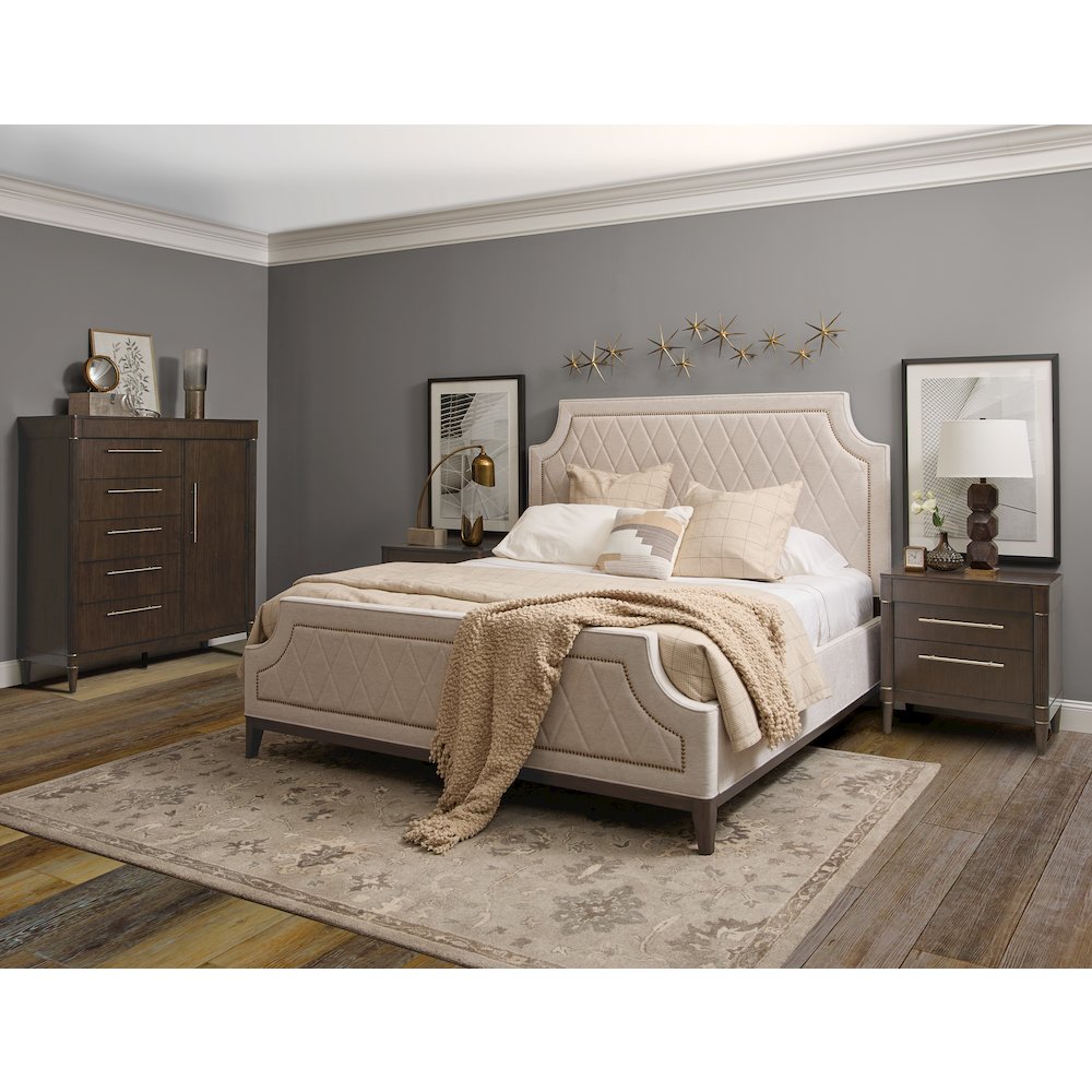 Asher Park King Upholstered Bed, Piano Brown Finish